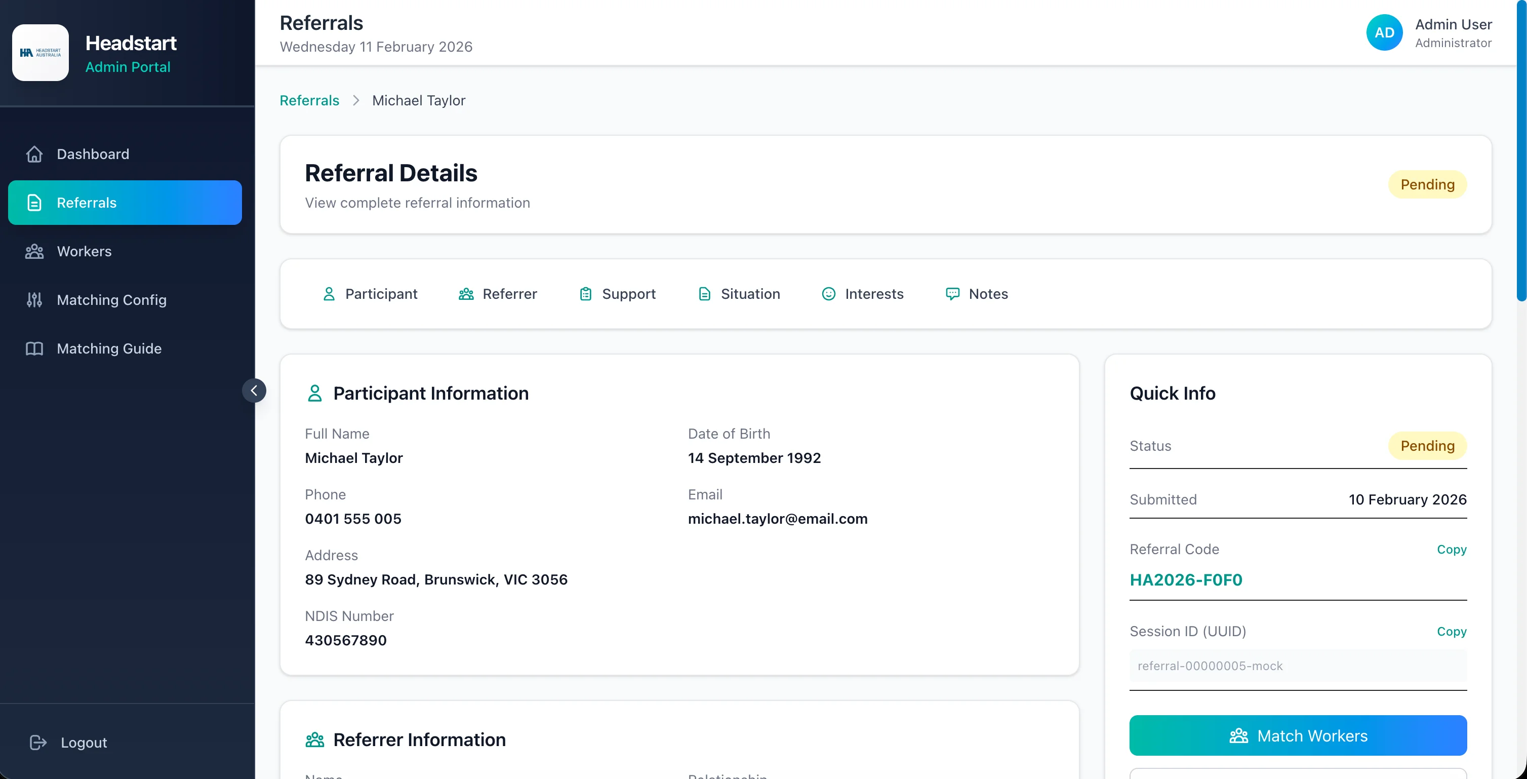 HeadStart Referral Record